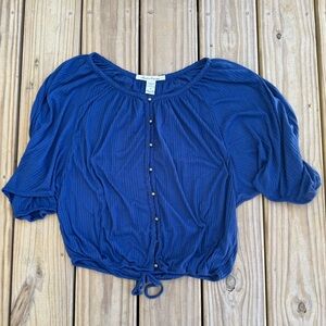American Rag Royal Blue Puff Sleeve Blouse